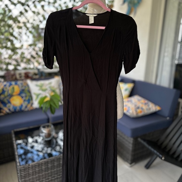 H&M Black Ruched Puff Sleeve Sheath Dress - Picture 1 of 3